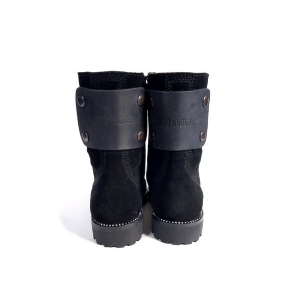 ZADIG VOLTAIRE Boots Womens 7 -7.5 Black Suede Joe Lace up Boots *PRIMO* - Picture 4 of 9